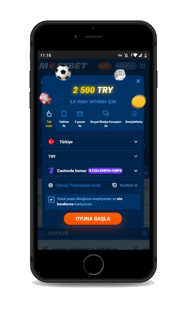 Mostbet TR-27'de 1 Tıkla Kayıt.
