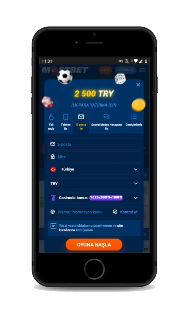 Mostbet TR-27 Adresinden E-posta Yoluyla Kayıt.