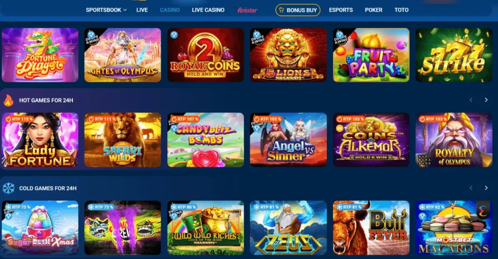 Mostbet'teki En İyi Casino Oyunları